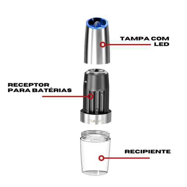 Moedor Elétrico Pimenta Sal Tempero C/ Sensor Gravidade Led - Image 6