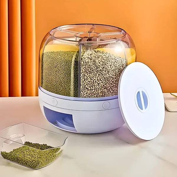 Dispenser De Alimentos E Grãos Giratório Com 6 Divisões - Image 2