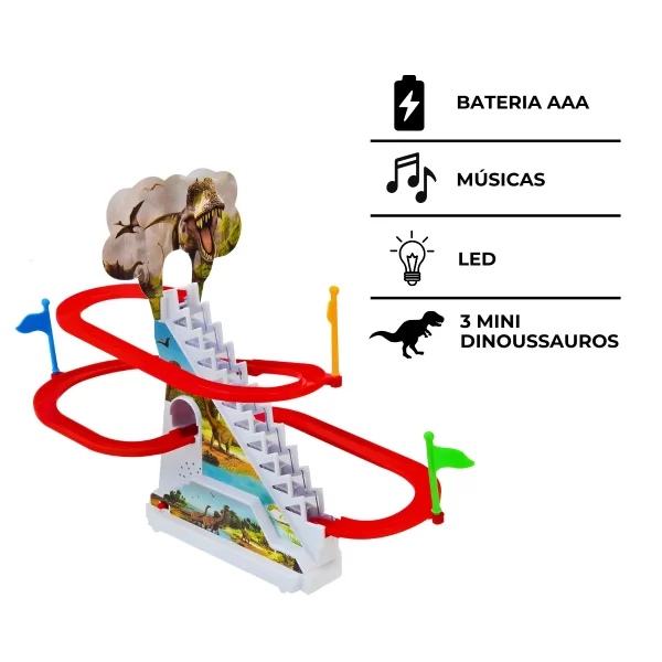 Pista Montanha Russa Elétrica de Dinossauro Com Luz e Música - Image 9