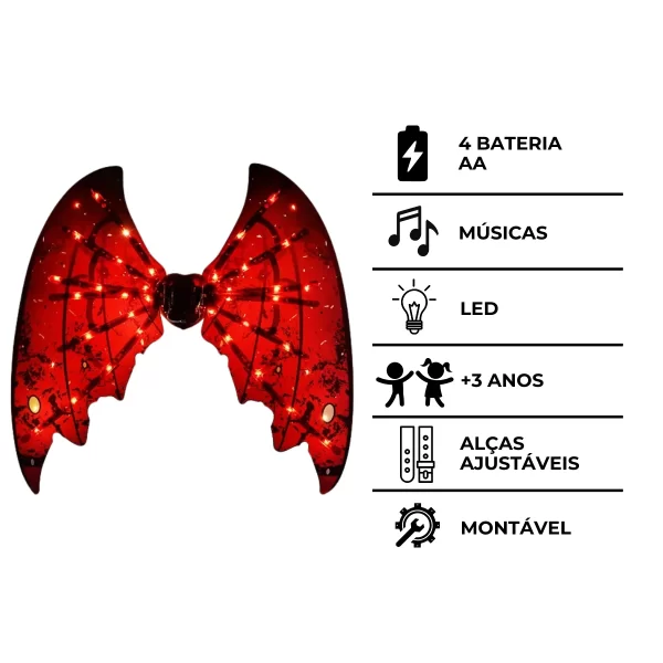 Fantasia de Asas para festas com Led e Música modelo Dragão - Image 10