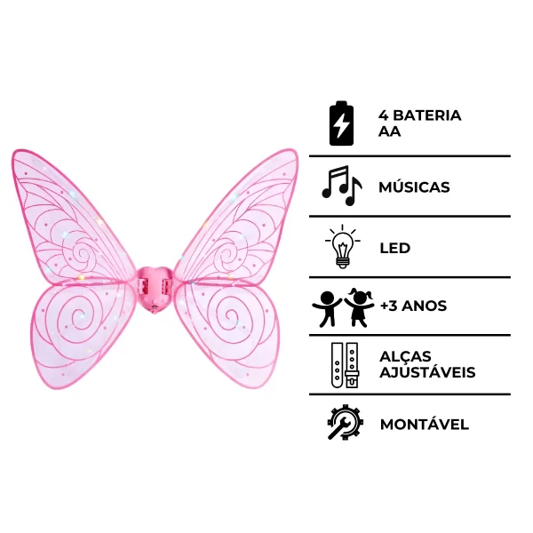 Fantasia de asas para Festas com Led e Música - Borboleta - Image 10