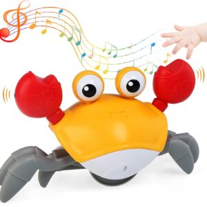 Brinquedo Caranguejo Fujão Música Luz Sensor Recarregável