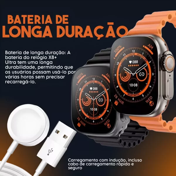 Relógio Smartwatch X8 Ultra Tela HD 49mm (LARANJA) - Image 7