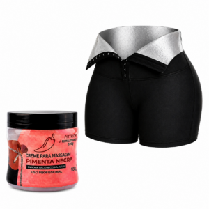 Termo Redutor Creme Pimenta Negra + Short Efeito Sauna