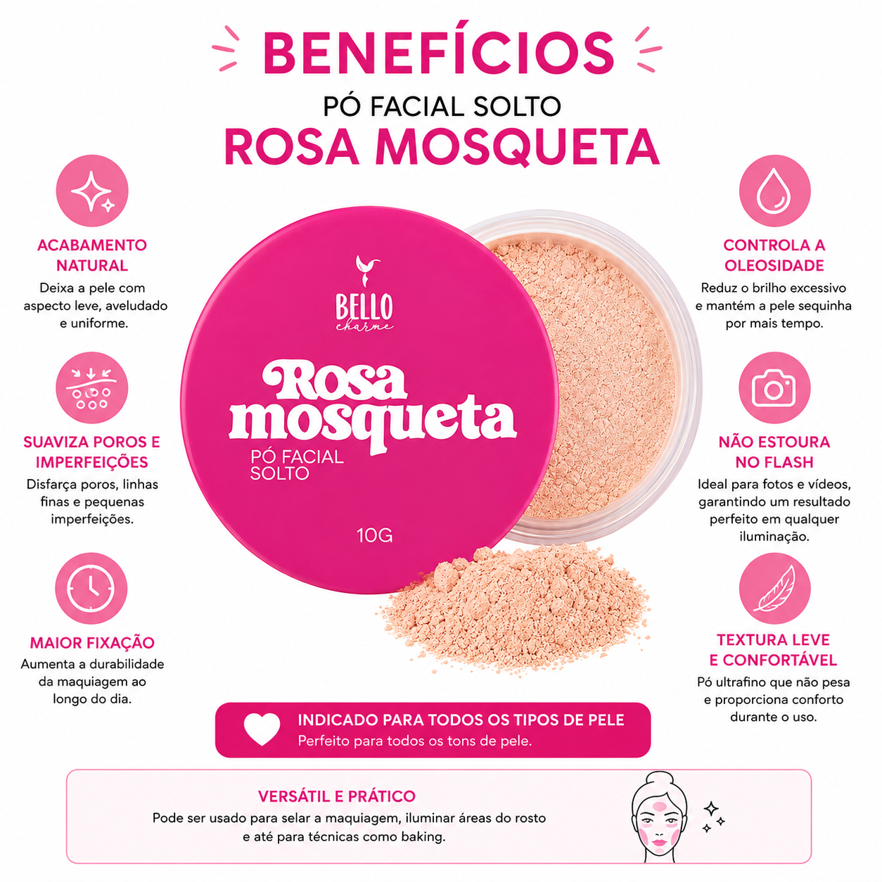 Pó Facial Solto Rosa Mosqueta - Imagem 2