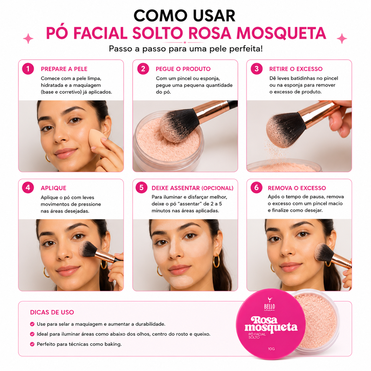 Pó Facial Solto Rosa Mosqueta - Imagem 3