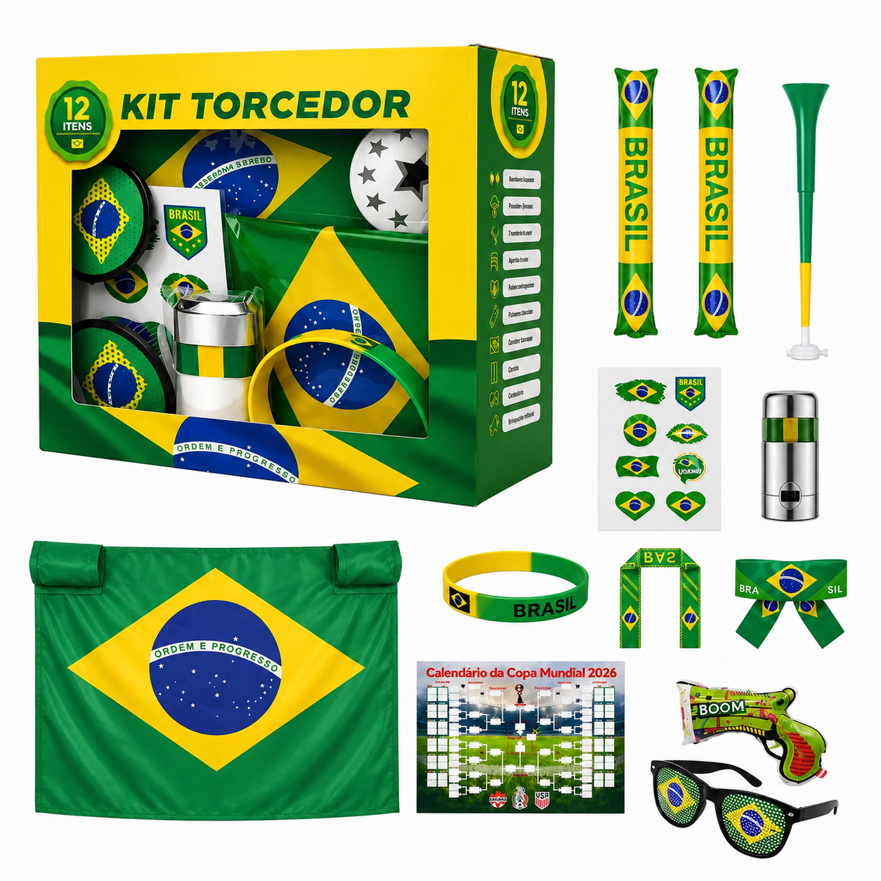 Kit Torcedor Brasil – 12 Itens
