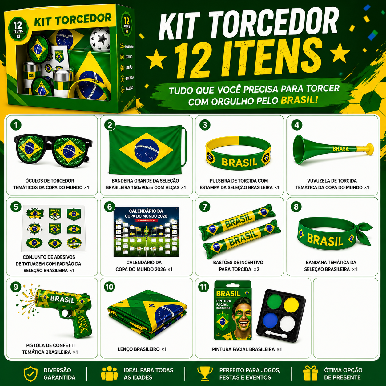 Kit Torcedor Brasil – 12 Itens - Imagem 3