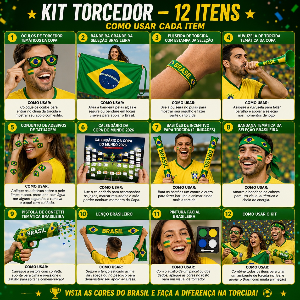 Kit Torcedor Brasil – 12 Itens - Imagem 4