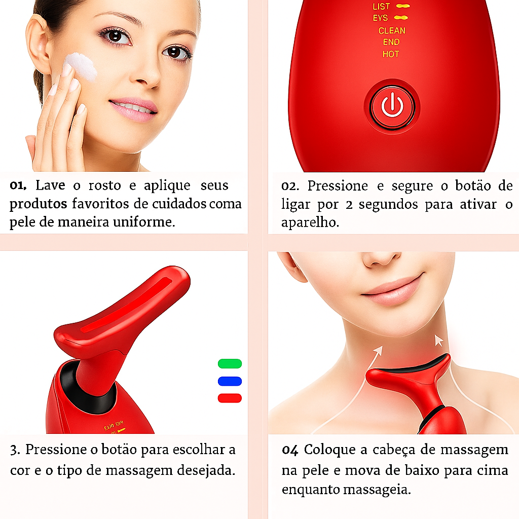 Massageador Facial Eletrico Pescoço Led Lift Fototerapia Ant - Imagem 3