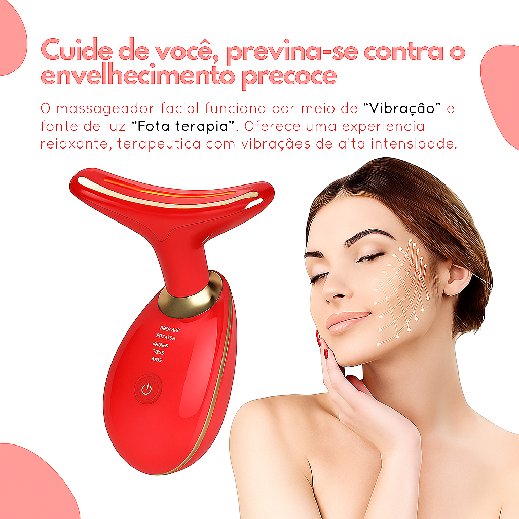 Massageador Facial Eletrico Pescoço Led Lift Fototerapia Ant - Imagem 4