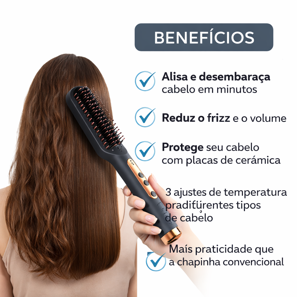 Escova Alisadora Elétrica Bivolt Cinza - Imagem 3