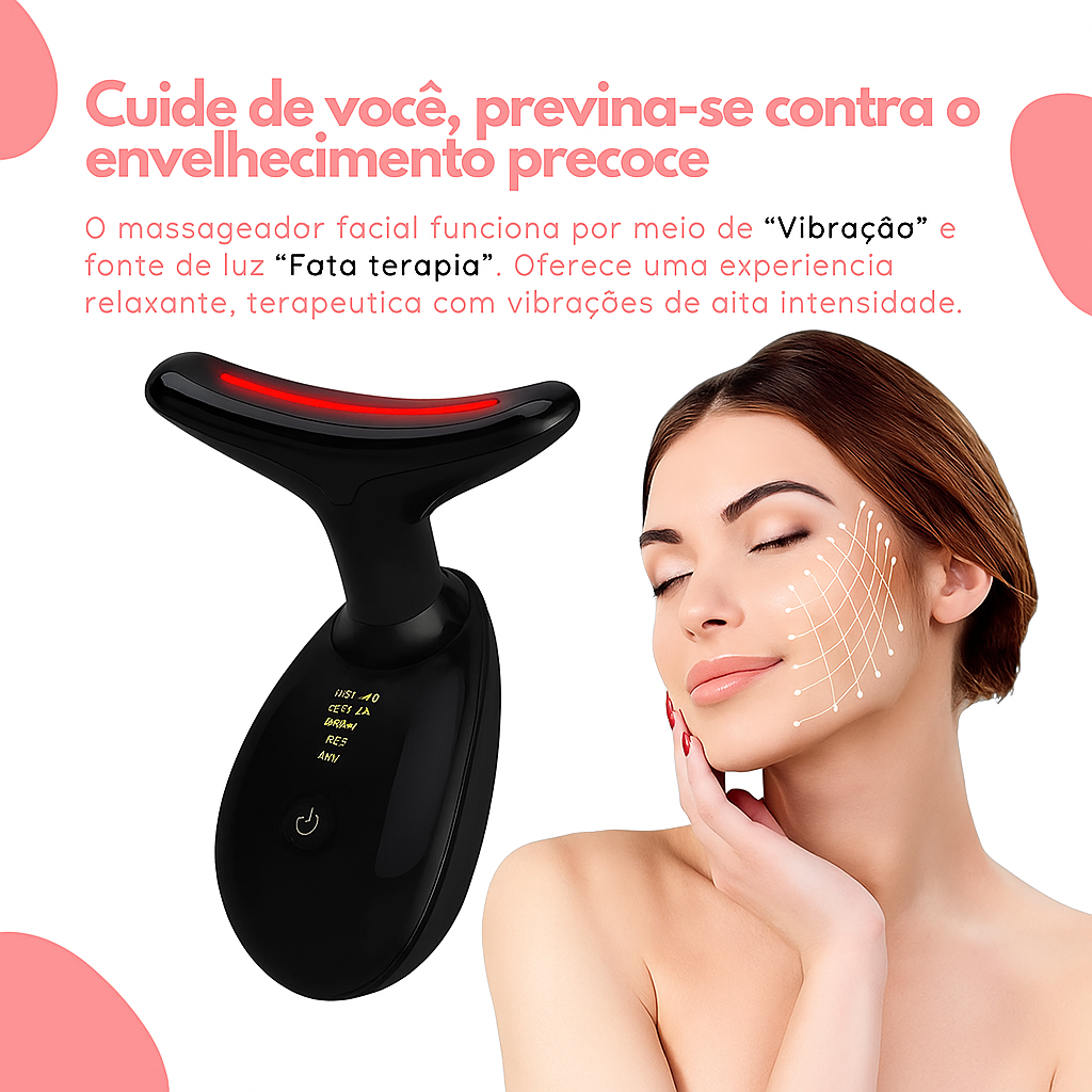 Massageador Facial Eletrico Pescoço Led Lift Fototerapia Ant - Imagem 4