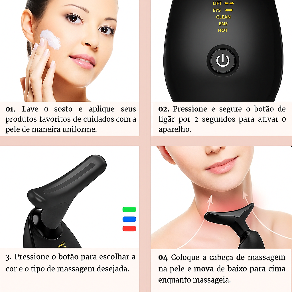 Massageador Facial Eletrico Pescoço Led Lift Fototerapia Ant - Imagem 3