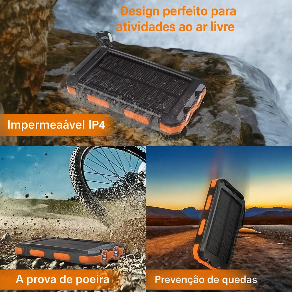 Carregador Portátil Power Bank Solar Usb Azul - Imagem 3